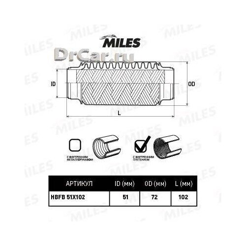 MILES Труба гофрированная с внутр. плетением 51X102 BOSAL 265-315 HBFB51X102