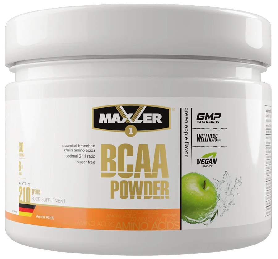 Аминокислотный комплекс Maxler BCAA Powder EU, зеленое яблоко, 210 гр.