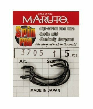 Крючки рыболовные офсетные MARUTO Spin Pro 3705 Цвет: BN Размер: №1 (Упак. 5шт)