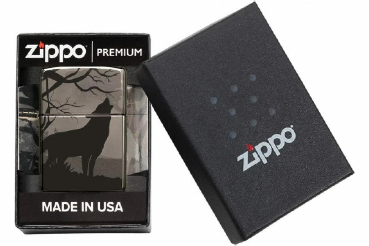 Зажигалка ZIPPO Classic с покрытием Black Ice® латунь/сталь чёрная глянцевая 36х12х56