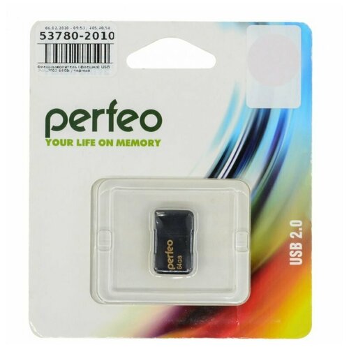 флешка perfeo m01 64 гб черный USB-накопитель (флешка) Perfeo M03 64Gb (USB 2.0), черный