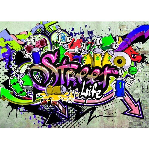 Моющиеся виниловые фотообои GrandPiK Граффити Street life, 200х145 см