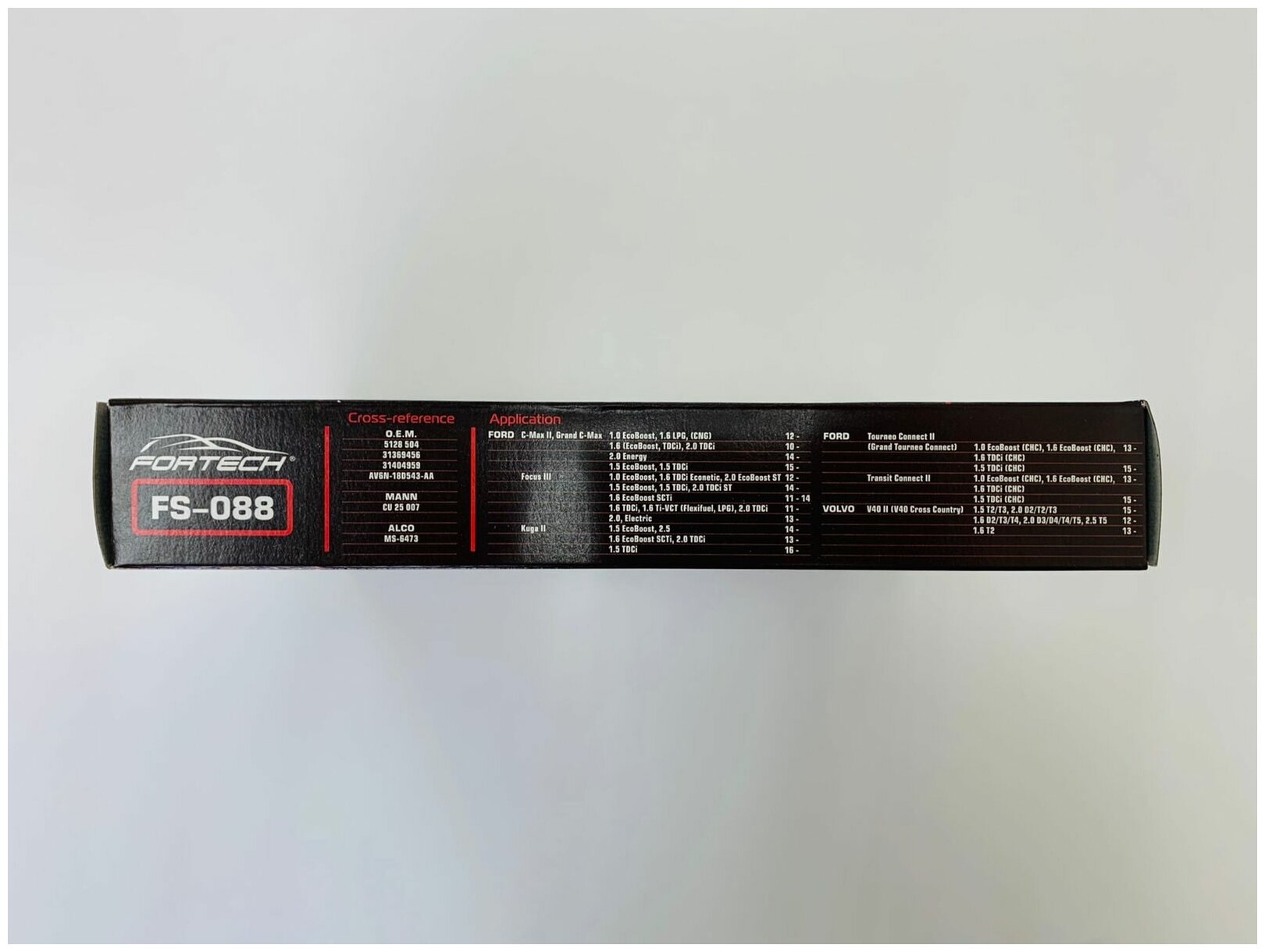 Фильтр салонный стандартный Fortech FS-088. Forc C-Max, Grand C-Max, Focus III, Kuga II, Tourneo Connected II, Transit Connected II, VOLVO V40. OEM FORD: 5128 504, AV6N-18D543-AA; VOLVO: 31369456, 31404959; MANN: CU 25007; ALCO: MS-6466; NAC: 77336-ST; — фото 1