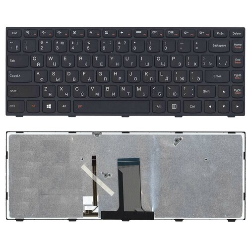 Клавиатура для ноутбука Lenovo Flex 2-14 G40-30 G40-70 черная с черной рамкой с подсветкой