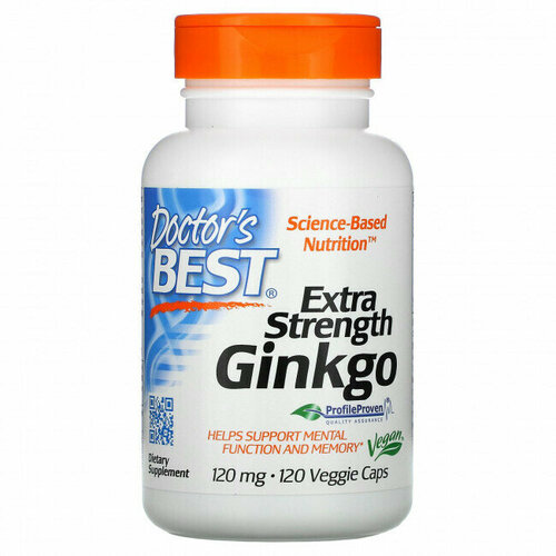 Doctor's Best, Докторс Бэст, Extra Strength Ginkgo, гинкго с повышенной силой действия, 120 мг, 120 вегетарианских капсул