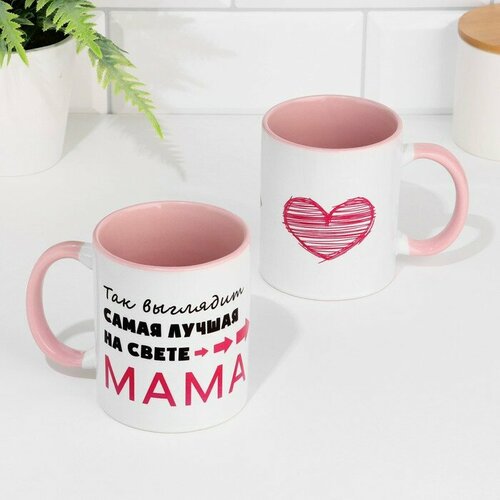 Кружка сублимация Самая лучшая на свете мама объем 320 мл дно розового цвета 688₽