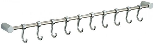 S-006210 Savol Планка с крючками настенная для полотенец в ванную комнату (10 крючков) латунная. Хром