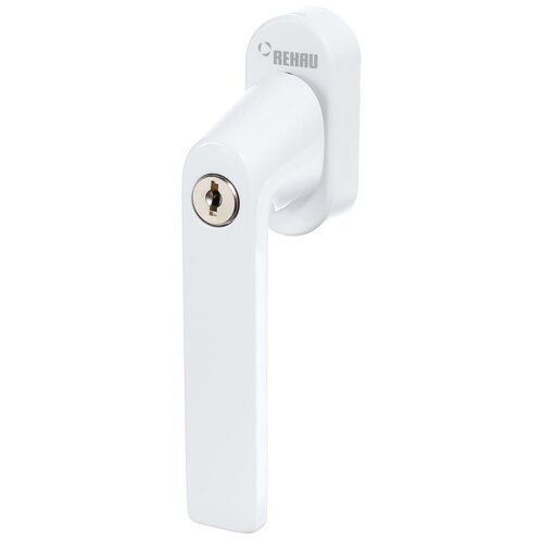 Ручка оконная с замком REHAU LINEA-Design для пластиковых окон / для балконной двери / со штифтом VarioFit, белая
