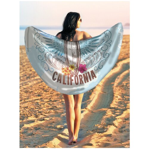 фото Парео и пляжный коврик joyarty "серфинг в калифорнии", трикотаж 150 см