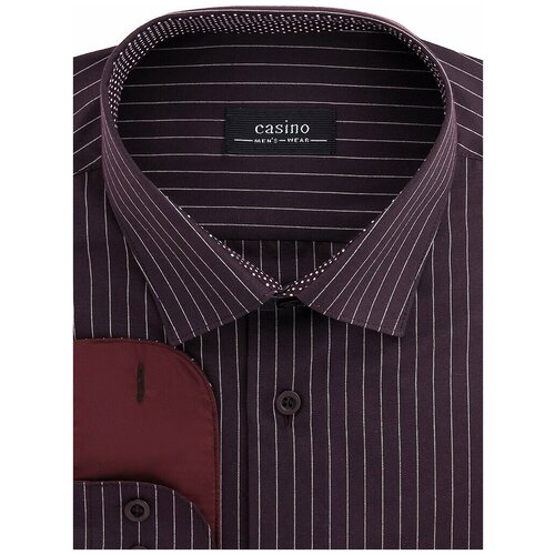 Рубашка мужская длинный рукав CASINO c661/15/7107/H/Z/1p, Полуприталенный силуэт / Regular fit, цвет Бордовый, рост 174-184, размер ворота 39