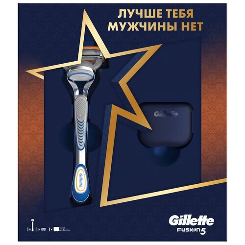 фото Мужской подарочный набор gillette fusion, бритва с 1 кассетой, чехол