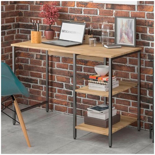 Стол письменный, компьютерный, рабочий для школьника в стиле лофт SKANDIWOOD Chicago 100х50х76 см, дуб крафт золотой