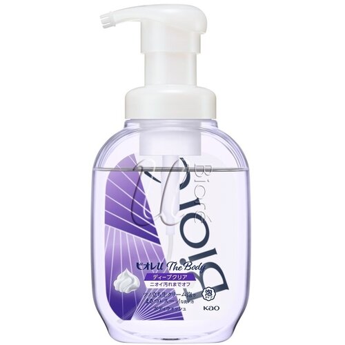 Kao Biore U Мыло-пенка для душа Foaming Body Wash Deep Clear аромат луговые травы, бутылка с пенообразователем 540 мл