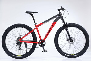 Велосипед полуфэтбайк RICHIESTO ТТ114 29' 9s алюминиевая рама горный Спортивный Взрослый Подростковый, черный/красный