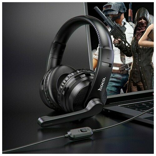 Наушники Hoco W103 игровые полноразмерные микрофон 35 мм 12 м черные 147400₽