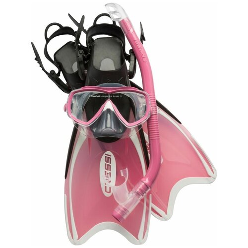 Набор для снорклинга CRESSI MINI PALAU BAG, розовый, р-р 29/32 (ласты + маска + трубка + сумка) маска для подводного плавания и дайвинга cressi liberty triside синий