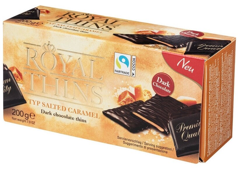 Шоколад Royal Thins Caramel & Sea Salt с солёной карамелью, 200 г - фотография № 3