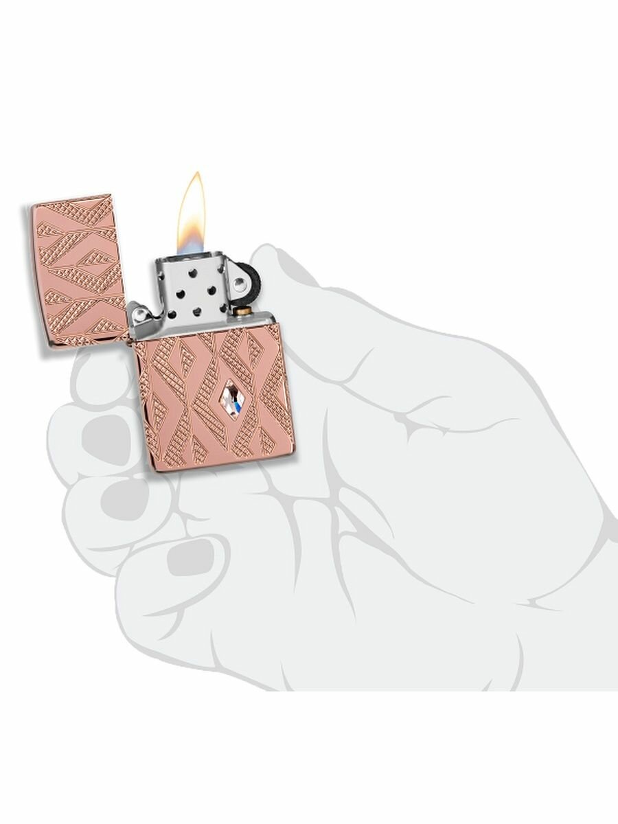 Зажигалка бензиновая Zippo 49702 Armor Geometric Diamond Pattern Design - фотография № 5