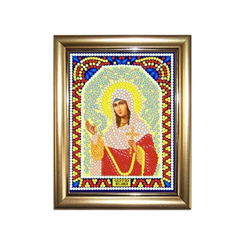 фото Алмазная мозаика "святая юлия" 10,5х14,5см в подарок золотая рамка для готовой работы наследие