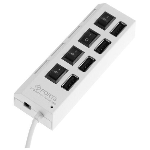 Luazon Home USB-разветвитель LuazON, 4 порта с индивидуальными выключателями белый