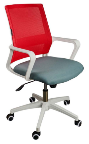 Компьютерное кресло Norden Бит LB белый пластик / красная сетка / темно серая ткань