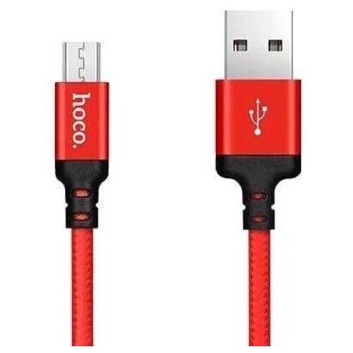 кабель usb hoco u39 slender для micro usb 2 4а длина 1 2м красный Кабель USB2.0 Am-microB Hoco X14 Red-and-Black, красно-черный - 1 метр