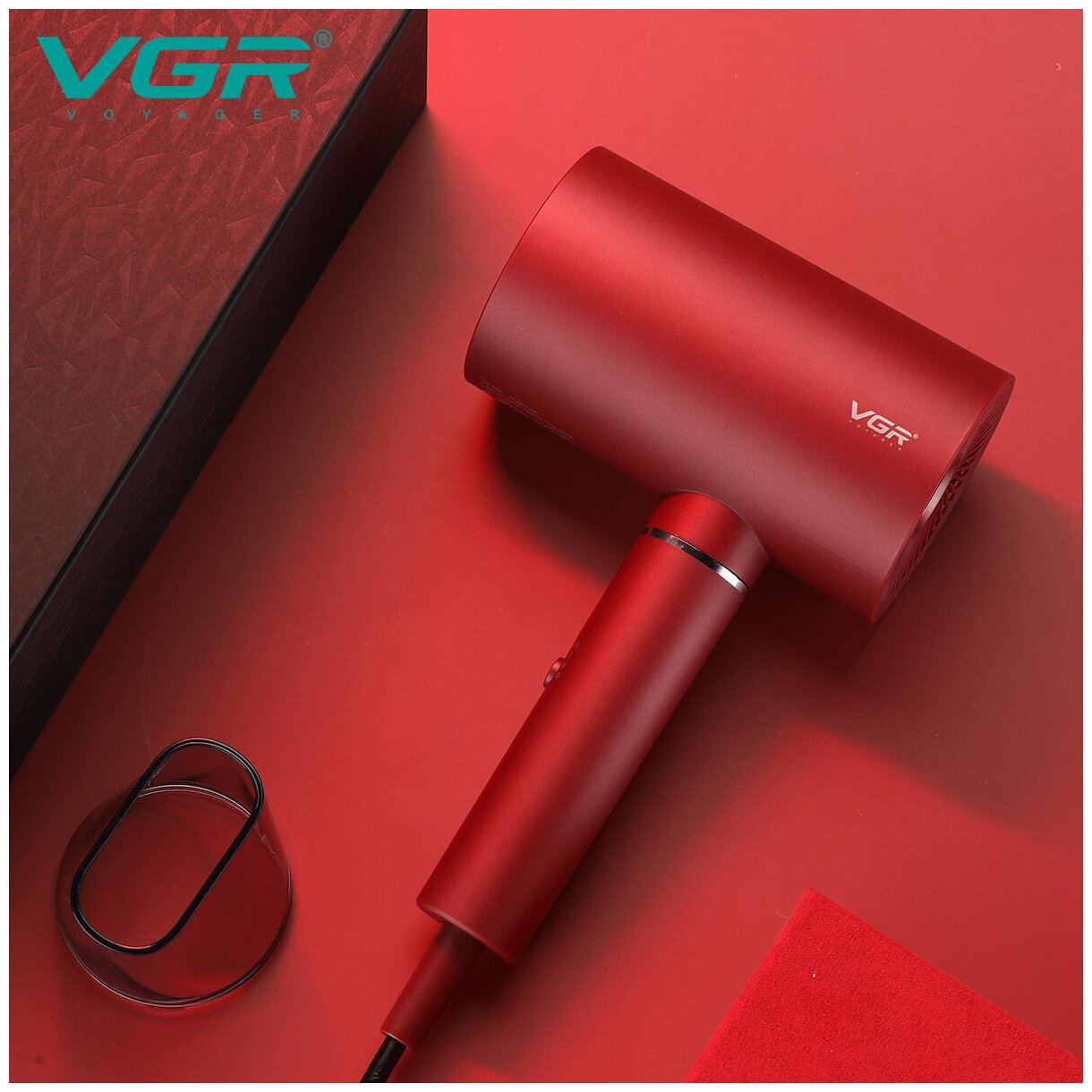 Фен для волос VGR V-431, красный - фотография № 2
