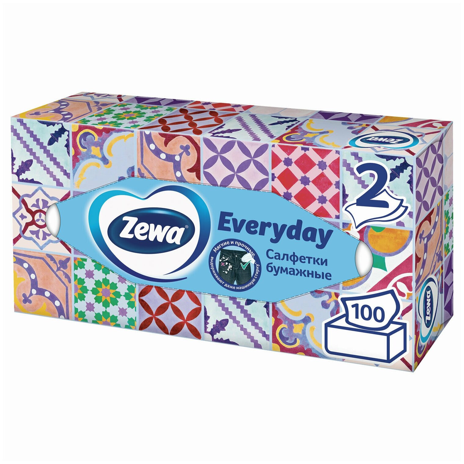 Салфетки косметические Zewa Deluxe Everyday 2-х слойные Стайл в коробке, 100 шт - фото №3