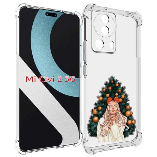 Чехол MyPads девушка-под-елкой-с-мандаринами женский для Xiaomi Civi 2 задняя-панель-накладка-бампер