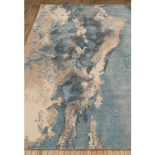 Ковер на пол 1,2 на 1,7 м в спальню, гостиную, голубой, бежевый Sonata SNT-1501-rt 102-609