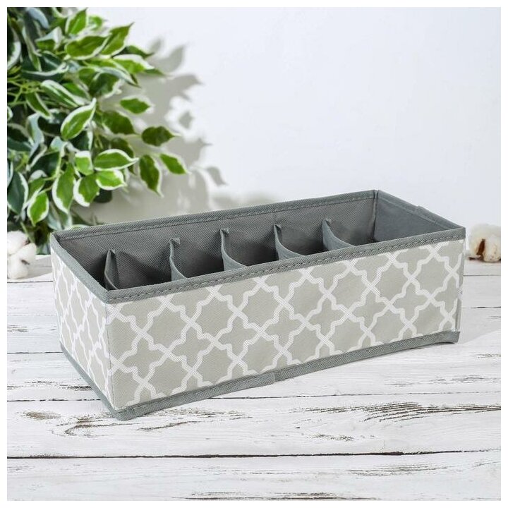 фото Органайзер SKYPHOS «Гранж», для хранения вещей, для хранения белья, для одежды, 6 отделений, цвет серый