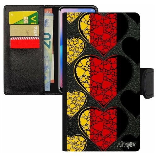 фото Чехол-книжка для телефона xiaomi mi 8 lite, "флаг германии с сердцем" любовь страна utaupia