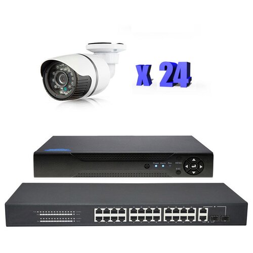 комплект видеонаблюдения ip 2мп ps link kit a224ip poe 24 камеры для помещения Комплект видеонаблюдения IP 2Мп PS-link KIT-С224IP-POE