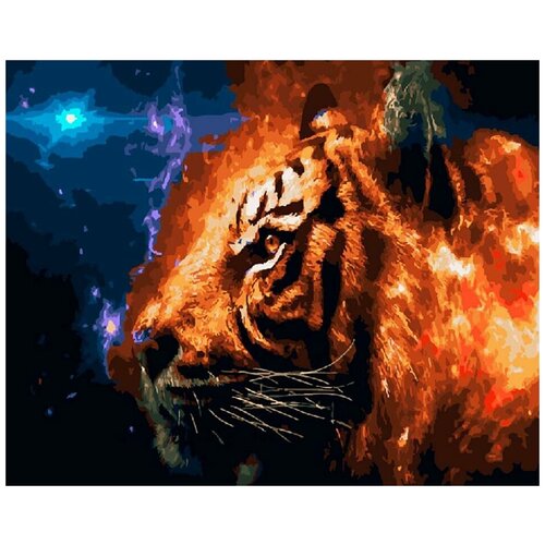фото Картина по номерам "фэнтези с тигром", 40x50 см вангогвомне