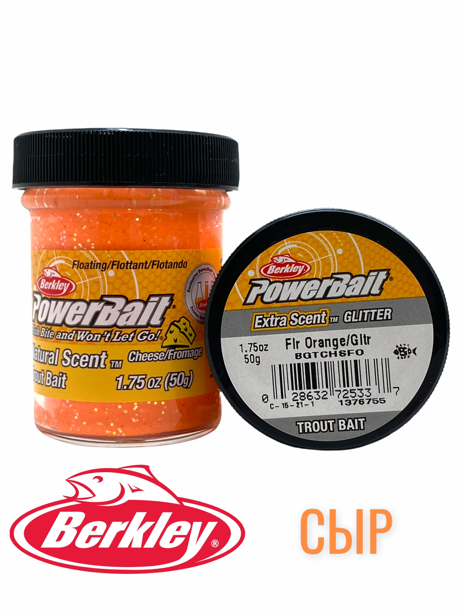 Паста форелевая Berkley PowerBait Natural Scent Cheese Fluo Orange/ Сыр оранжевая 50gr