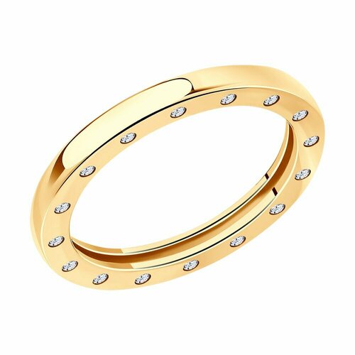 кольцо из золочёного серебра с фианитами 93010525 16 5 Кольцо Diamant, серебро, 925 проба, золочение, фианит, размер 19