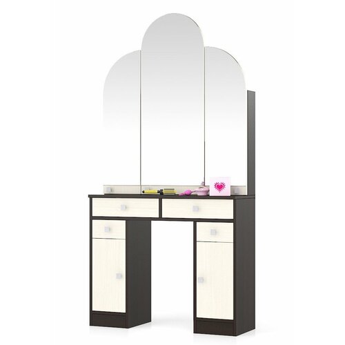 Столик туалетный-косметический с зеркалом венге/дуб - МД0692