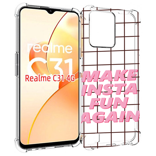 Чехол MyPads розовая-надпись-про-инст для OPPO Realme C31 задняя-панель-накладка-бампер