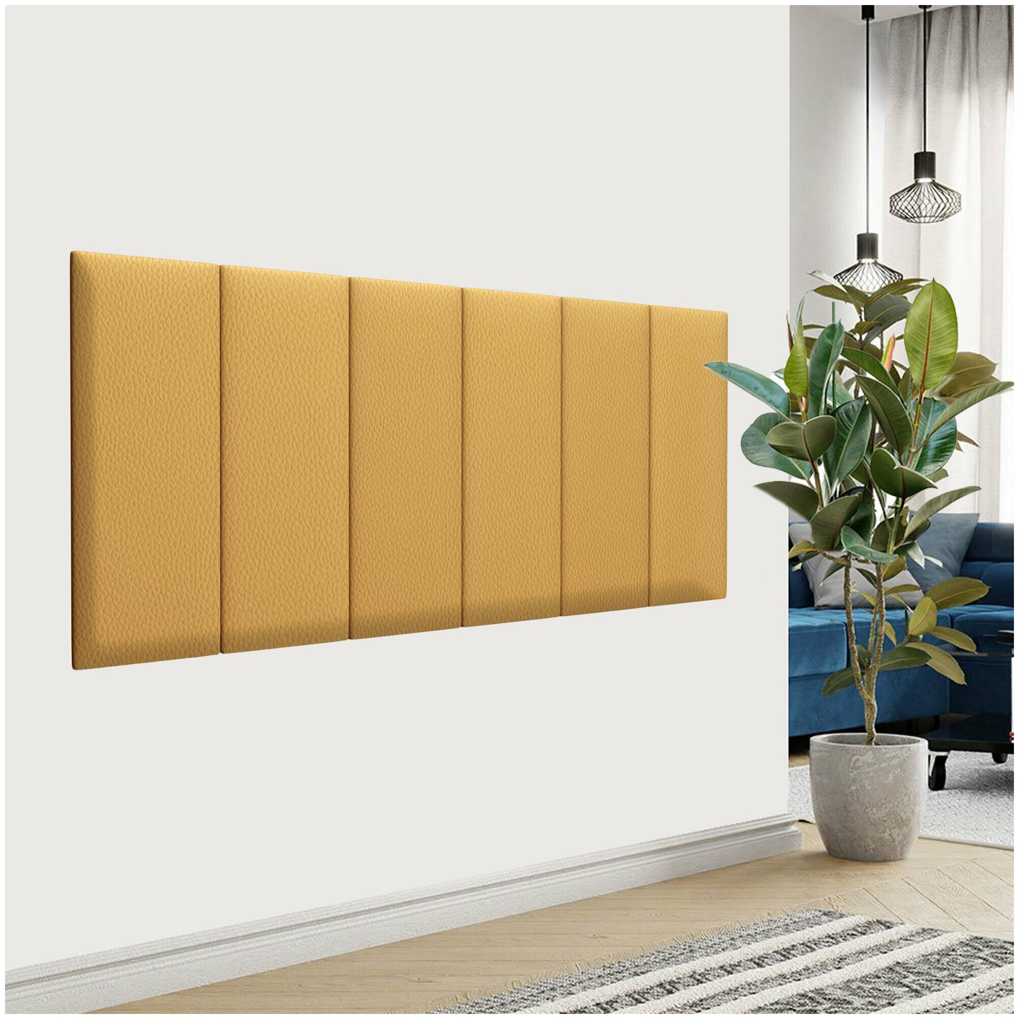 Стеновая панель Eco Leather Gold 30х80 см 1 шт.