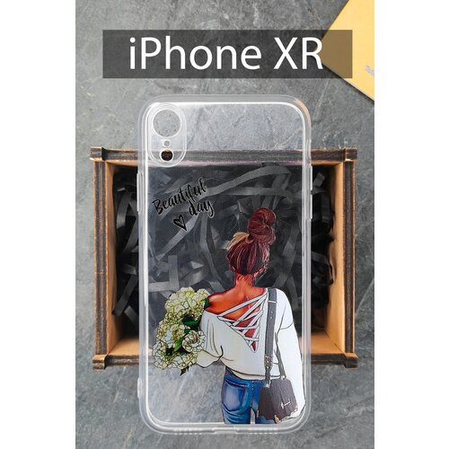 Силиконовый чехол Девушка с цветами для iPhone XR / Айфон XR