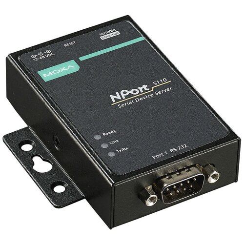 NPort 5110 1-портовый асинхронный сервер RS-232 в Ethernet MOXA преобразователь com портов в ethernet moxa nport 5430i