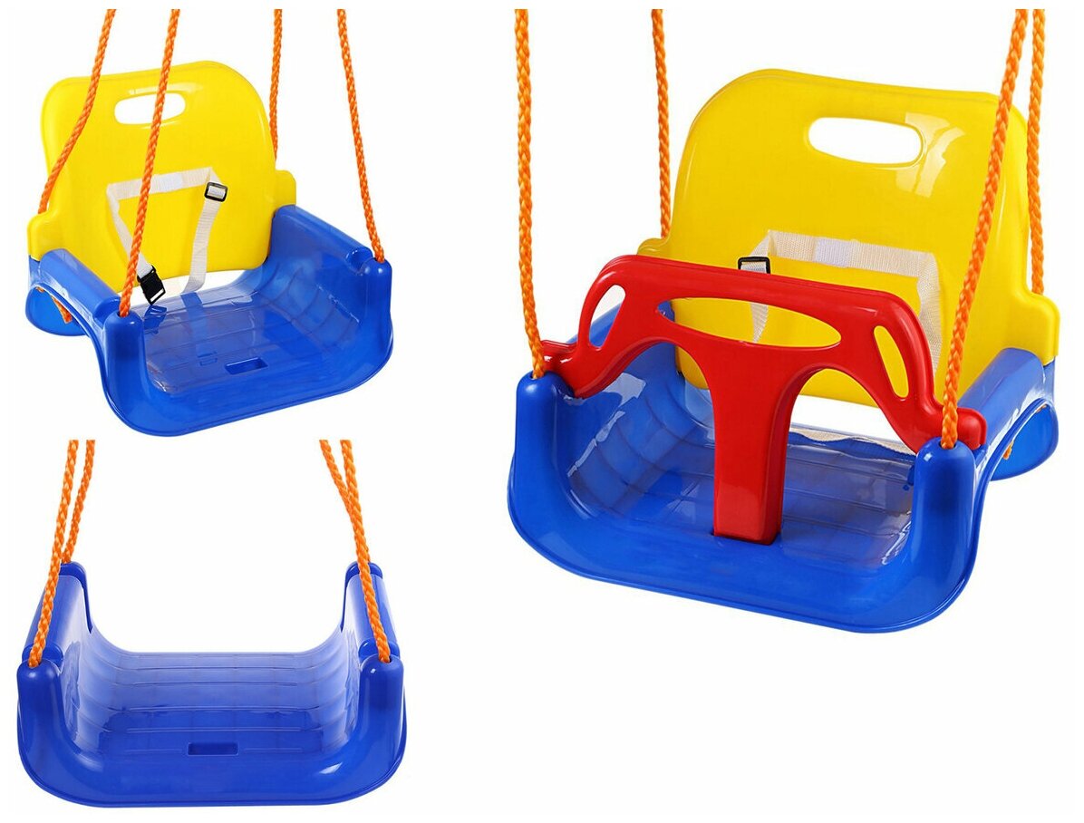 Детские качели кресло Капризун 3 в 1. Подвесные качели трансформер для улицы и дома, цвет красный, желтый, синий