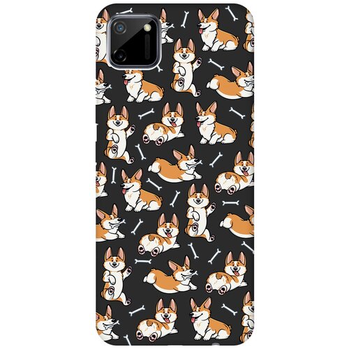 Матовый чехол Corgi Pattern для realme C11 / Рилми С11 с 3D эффектом черный матовый чехол sunflowers для realme c11 рилми с11 с 3d эффектом черный