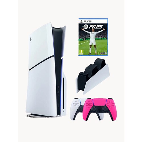 Игровая приставка Sony PlayStation 5 Slim с дисководом 1 ТБ зарядная станция 2й геймпад фиолетовый игра Fifa 25 95710₽