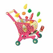 Игрушка детская Тележка на колесах для супермаркета с игрушечными продуктами 36х27х52 см, 48 предметов, W051A