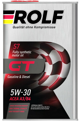 Синтетическое моторное масло ROLF GT 5W-30 SN/CF, 4 л, 1 шт.