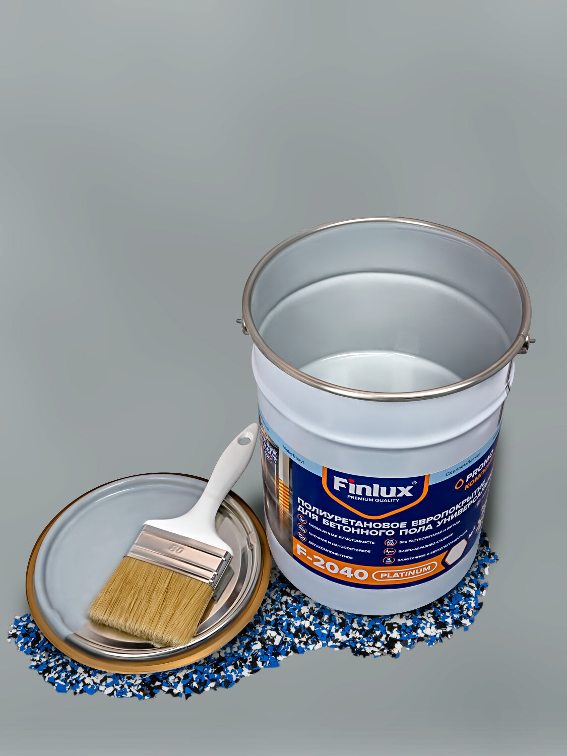 Полиуретановое покрытие для бетонного пола. Двухкомпонентное. Finlux F-2040 Platinum, бежевое.