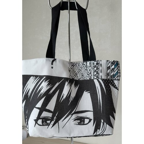 фото Сумка шоппер а3, фактура гладкая, белый, черный sokhor