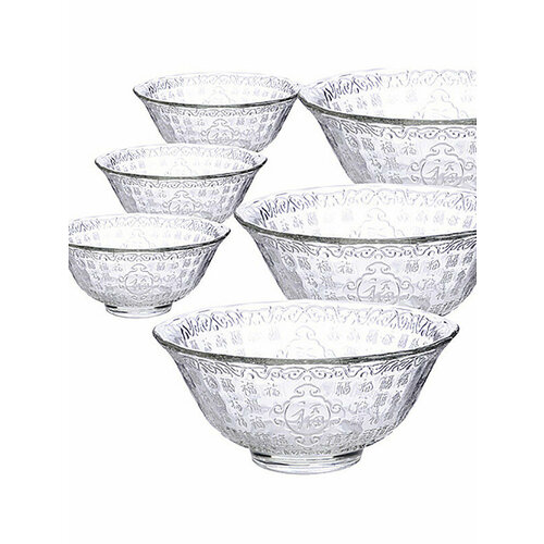 Набор салатников LOVWISH, стеклянные, 6шт, 250мл