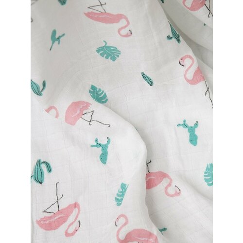 Пеленка муслиновая 120х120, Фламинго, розовый модное хлопковое одеяло из муслина банное полотенце с двойной марлей для детей большой подгузник для новорожденных пеленка для кормлени